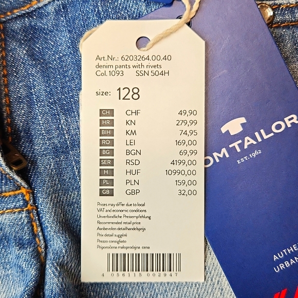 Tom Tailor Denim Shorts W/ Studded pockes, Size XS/128EU/8US ~ NWT - Picture 11 of 12